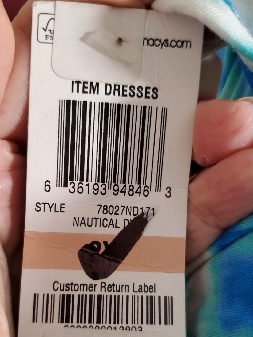Style & Co. Stretchy Blue and White Tie-Dye Knot-Front Midi Dress Size 2X - Picture 8 of 10